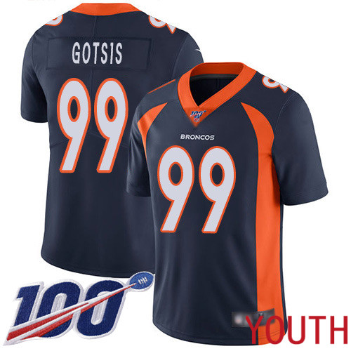 Youth Denver Broncos #99 Adam Gotsis Navy Blue Alternate Vapor Untouchable Limited Player 100th Season Football NFL Jersey->youth nfl jersey->Youth Jersey